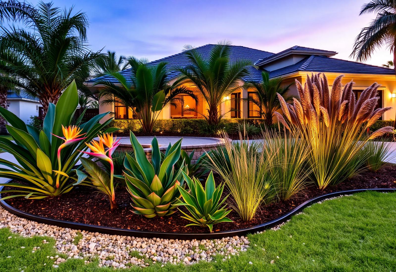 Modern Tropical Front Yard